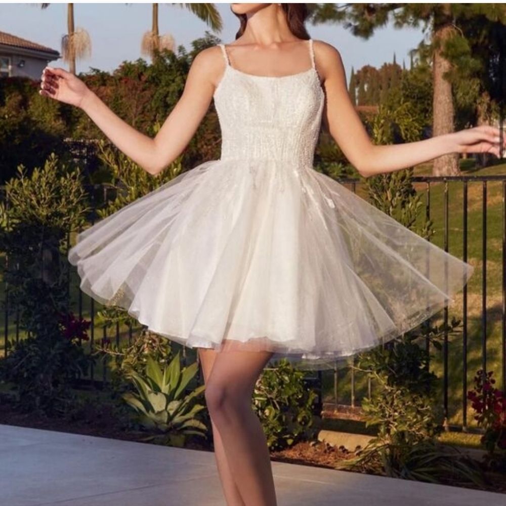 Ladivine Mini Dress Beaded A-Line Cinderella Cocktail Tulle Skirt Size L